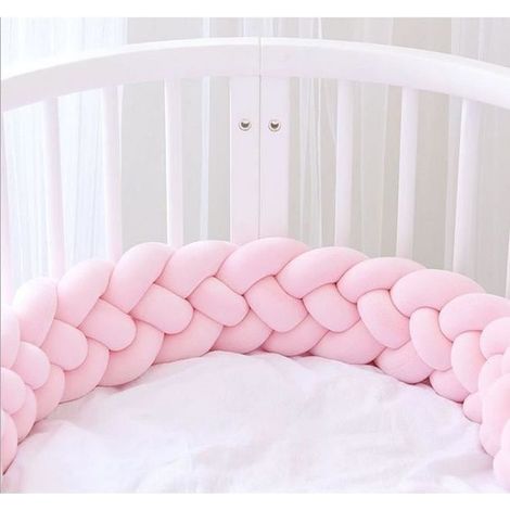 MERKMAK 3M Tour de Lit Bébé Coussin Serpent Tressé Pare-chocs Velours Protection Bébé Rose (1/4)