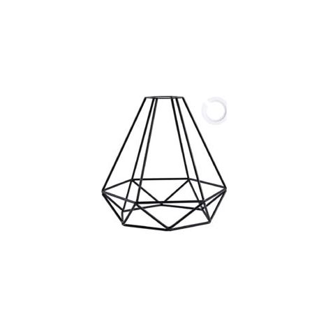 Abat-jour en métal noir – Forme cage en diamant – Dimensions 20x20x19 cm – Pour luminaires standards – Installation facile