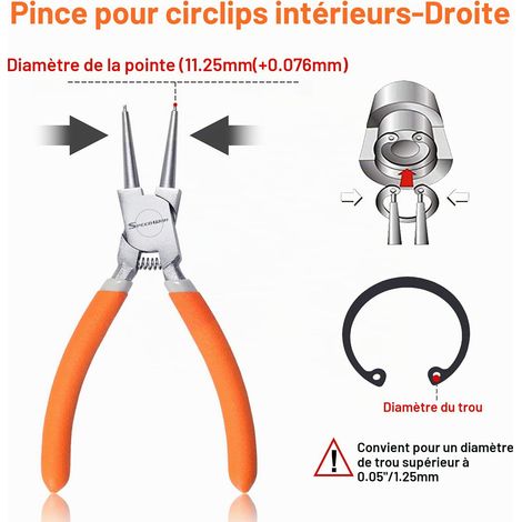 Pince à circlips de 15,2 cm, pince à circlip interne, diamètre de la pointe 1,25 mm, pince à anneau de retenue de précision, mâchoires droites pour retirer les bagues (1/5)