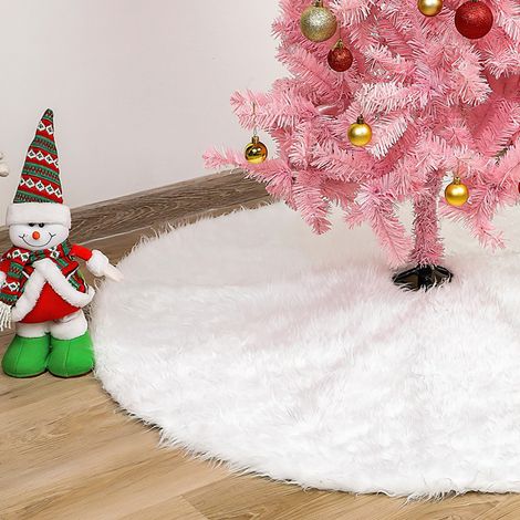 Wolketon Gonna bianca dell'albero di Natale. Gonna dell'albero di Natale della neve. Gonna bianca dell'albero di Natale della pelliccia finta. copertura del piede dell'albero dell'abete. 90cm