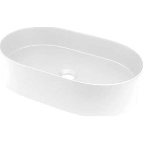 Lavabo ovale in granito bianco alabastro 55 cm con piano - Delia