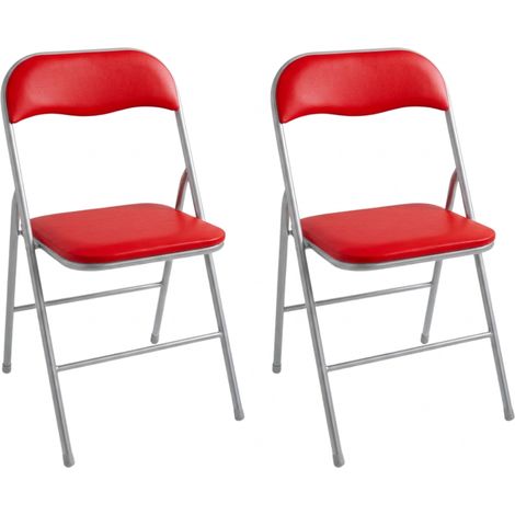 Set 2 Sedie Pieghevoli Salvaspazio PVC per Cucina Ospiti 80x44x48 cm Rosso