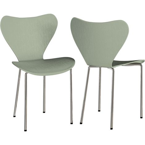 Set di 2 sedie da pranzo sedie da cucina in plastica per uso domestico e in ufficio verde (1/5)