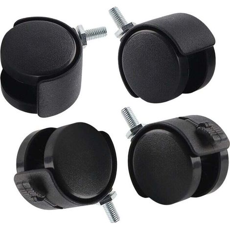 Zoternen Lot de 4 roulettes pivotantes de rechange pour chaise de bureau, en nylon et plastique, avec frein, noires (1/4)