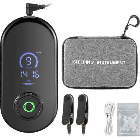 Dispositif de stimulation nerveuse avec pinces auriculaires, aide au sommeil pour adultes, appareil de relaxation portable pour l'insomnie avec 3 modes et 9 niveaux de réglage. (1/5)