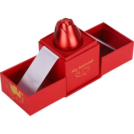 Écrin à Bague avec Pendentif et Boucles d'Oreilles, Coffret de Rangement en Forme de Rose pour Bijoux, Mariage (1/5)