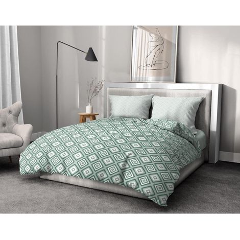 Housse de Couette - 3 Pièces 100% Coton 57 Fils 2 Personnes 240x260 cm Fox Trot Blanc (1/5)