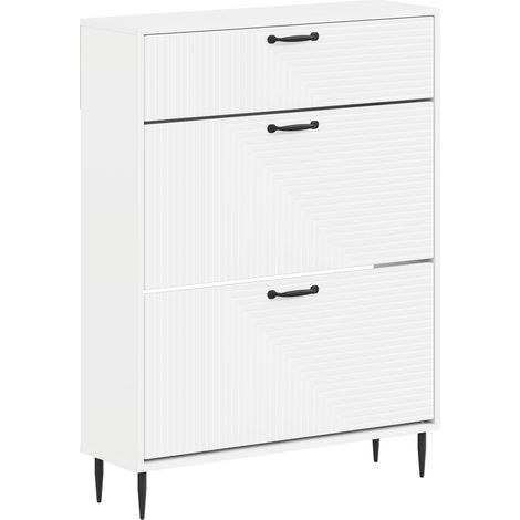 Schuhschrank HAARLEM 78 x 24 x 103 cm Holzwerkstoff Weiß vidaXL (1/5)
