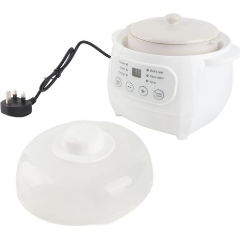 Autocuiseur Électrique Pot Céramique 1L 200W pour Porridge Soupe Riz avec Minuterie et Maintien au Chaud
