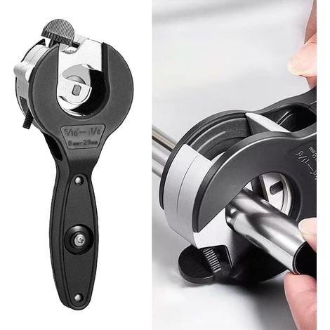 Tagliatubi a cricchetto per tubi da 8-29 mm, tagliatubi 2 in 1 in metallo, rame e plastica, sezioni strette da 0,6 cm a 28,9 cm, tagliatubi in PVC (con lama)