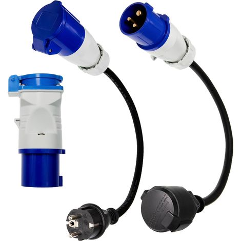 3er-Pack CEE Schuko 20cm IP44 16A Adapterkabel für Wohnmobile (1/5)