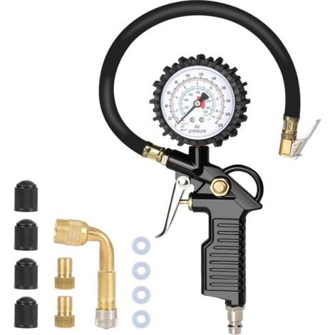 Manomètre Pression Pneu Numérique Pistolet Gonfleur Pneus Voiture Compatible Compresseur Air Jauge Pression Pneus Mesurer Gonfler Dégonfler (1/5)