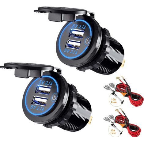 2 Prises Chargeur USB Interrupteur 5V 4.2A Étanche Pour Voiture Bateau Moto (1/5)