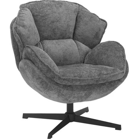 Fauteuil moelleux en tissu gris, pivotant à 360° TOFON (1/5)
