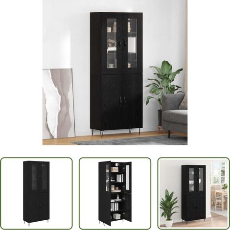 Rangement salon - Haut Armoire Chêne blanc et noir 69,5 x 34 x 180 cm (1/5)