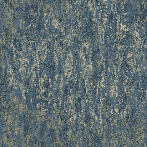 Holden Decor Industrial Texture Navy Blue Metallic Gold Wallpaper 12842 (1/4)