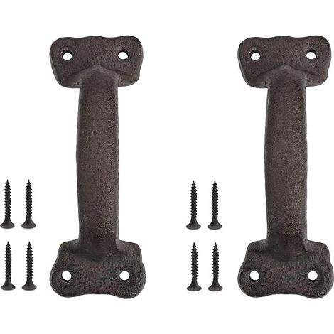 poignées de porte de grange noire 140 mm poignée de porte en fonte vis poignée de porte vintage pour porte de jardin abri garage placard salle de bain (1/4)