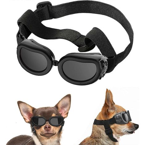 Lunettes de protection pour chien, lunettes de soleil ajustables pour animaux de compagnie, lunettes anti-UV et anti-poussière, imperméables et coupe-vent pour chiens et chats de petite et moyenne tai (1/5)