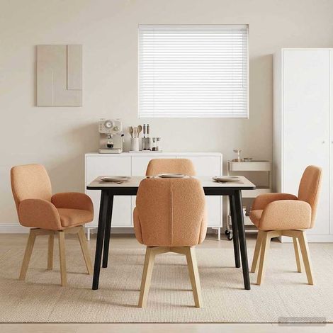 vidaXL Sillas de comedor giratorias 4 uds. Bouclé Beige (1/5)