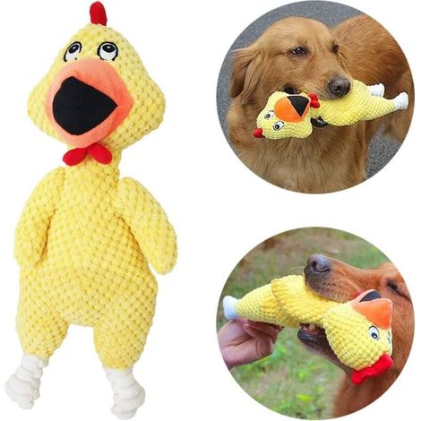 AIDUCHO Jouet Chien Jouet,Chien Peluch,Jouet En Peluche Pour Chien En Velours Côtelé Durable Avec Mécanisme De Bruit En Plastique Couineur En Forme De Poulet (1/5)