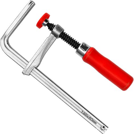 2-teilige MFT-Führungsschienenklemme 120 x 60 mm für Führungsschienensystem, 220 kg Klemmkraft, roter Holzgriff (1/5)