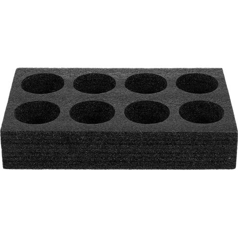 1 - Porte-gobelet - Mousse perlée - 8 trous - Transport boissons chaudes et froides - Bar restaurant fête - Noir - 35x20x7cm (1/5)