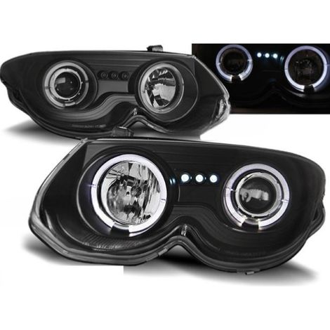 Paire de feux phares Chrysler 300M 99-04 angel eyes noir-27361254 (1/2)