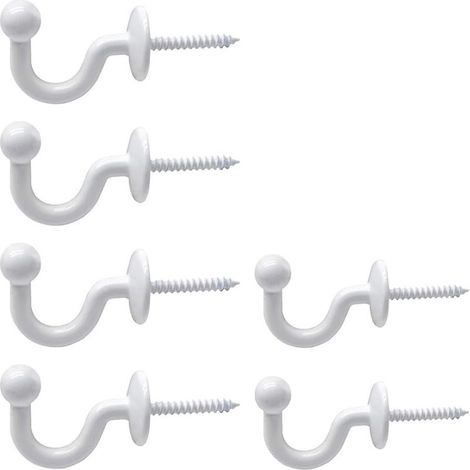 6 Pcs Embrasses Rideaux Crochets U Blanc Crochet d'Arrimage Rideau à Tête Ronde avec Tubes d’Expansion Plastique pour Accorcher Rideaux Vêtements Clé, Comprend Un Manchon de Fixation (1/5)