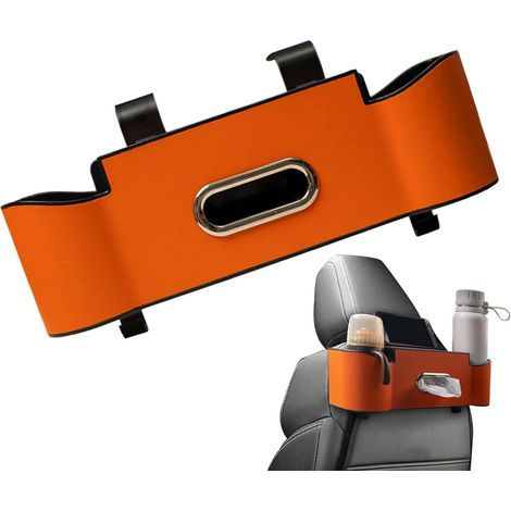 Boîte de rangement pour dossier de siège de voiture, boîte à mouchoirs pour siège de voiture  Organiseur de dossier de siège de voiture avec crochet – Organiseur orange pour siège arrière de voiture (1/5)