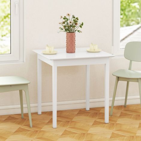 Table carrée pour 2 personnes en bois 75x75x76 cm, pour cuisine et salle à manger - Blanc