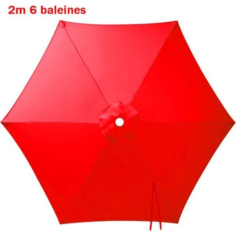 Housse de rechange pour parasol,2m 6 baleines, imperméable, anti-UV, Toile de rechange pour parasol de terrasse,Rouge (1/5)