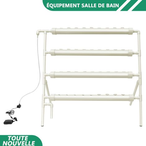 WAOBDLA Kit de croissance hydroponique PVC-U à 4 niveaux 36 trous de plantation avec pompe à eau et adaptateur d'alimentation (1/5)