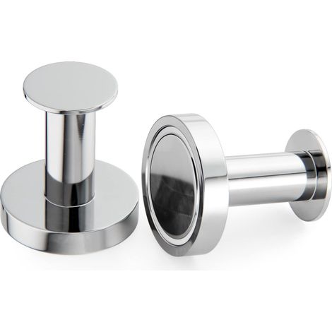 Magnetische Kleiderhaken zum Aufhängen von Mänteln und Taschen, 2 extrem starke Wandhaken aus Chrom, Türgarderobe mit seltenem Neodym-Metallmagneten, Kühlschranktürhaken (1/5)