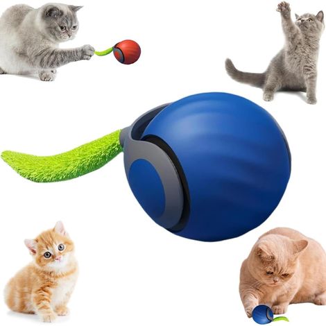 Giocattolo interattivo intelligente per gatti, C-Ball da interno, palla da gioco per gatti con coda che si muove automaticamente (blu) (1/4)