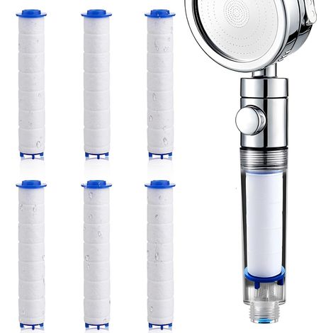 6 Pièces Filtre Pommeau De Douche Filtre Anti Calcaire, 8.3 x 2.3cm Filtres Coton PP pour Pommeau Douche, Remplaçable Coton Filtre Eau PP Cartouche Sédiments (1/5)