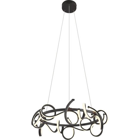 QAZQA Design-Pendelleuchte schwarz rund, 3-Stufen-Dimmbar -