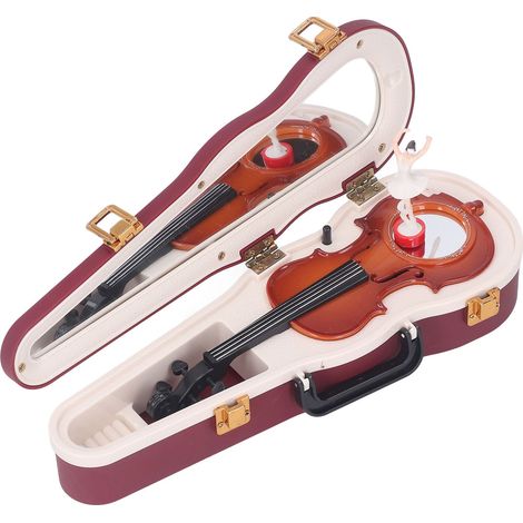 Boîte à musique violon, petite boîte à musique classique et élégante avec une danseuse rotative, idéale pour la décoration de la maison ou d'un bureau, couleur bordeaux. (1/5)