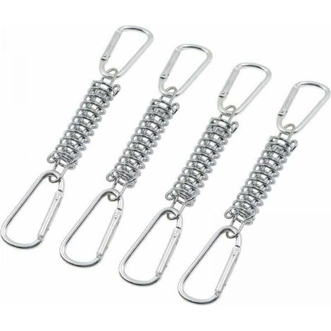 4 hebillas de resorte para fijación de persianas - Accesorios de fijación de acero inoxidable para toldos y velas de sombra con 4 resortes helicoidales y 8 mosquetones para tiendas de campaña, toldos 