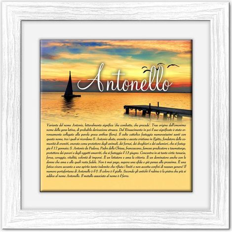 Lupia - Quadro mattonella Ceramica Modern White 29x29 cm con significato del nome Antonello (1/4)