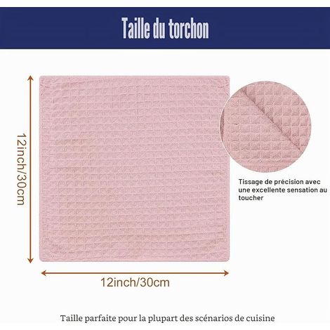 Waffle Weave Kitchen Towels Absorbent Quick Dry Tea Towels, 30 x 30 cm (Pink) (1/4)