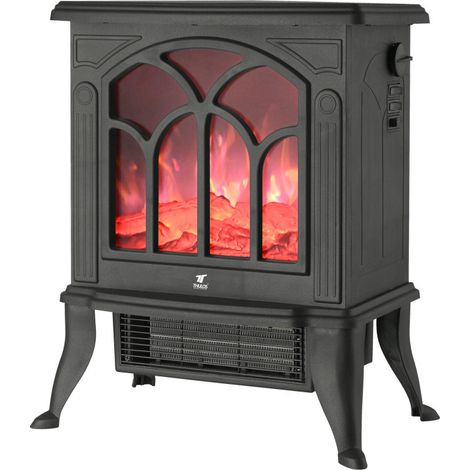 Caminetto elettrico con effetto fiamma 1000/1800 W 2 livelli di riscaldamento Termostato regolabile (1/5)