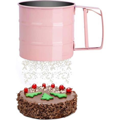 Setaccio per farina in acciaio inox, per pasticceria, con graduazioni per zucchero a velo e cacao. (1/5)