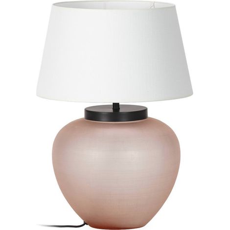 Pied de lampe en verre rose et métal noir - rose poudré et noir (1/5)