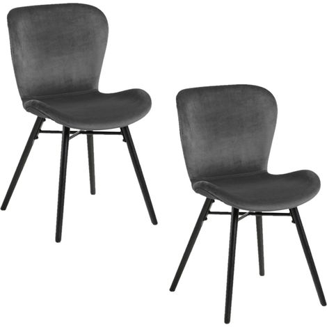 Lot de 2 chaises en velours et bois design moderne LUCIE (1/5)