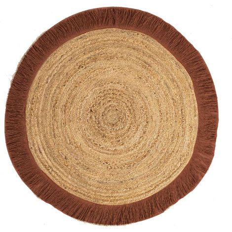 Tapis rond en jute naturelle et franges terra 120 cm