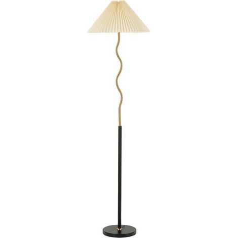 Lampada da Terra Closy Ø 46x172 cm - Piantana Glam in metallo nero e argento - Paralume in tessuto plissettato - Attacco E27, 40W, 220V (1/5)