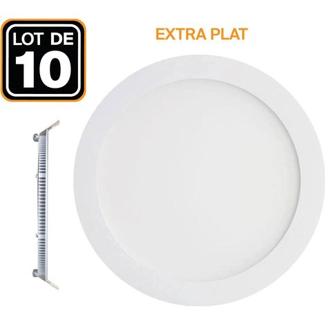 Europalamp – Lot de 10 spots encastrables LED 15W ronds extra-plats – Blanc neutre 4500K – Aluminium – IP20 – 120° angle lumineux – 220V (1/5)