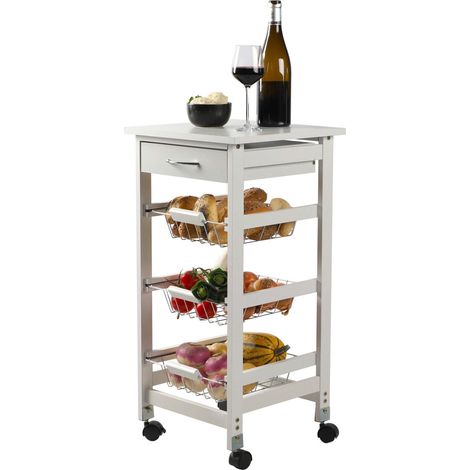 Weißer Rollwagen mit 3 Körben – Maße 37x37x76 cm – Kollektion ROLLYX