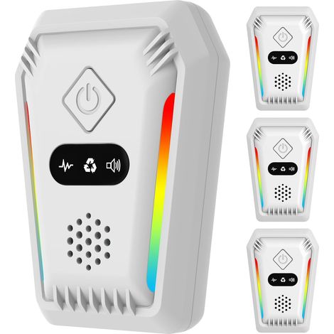 Lot de 4 répulsifs anti-nuisibles à ultrasons pour l'intérieur - Blanc, électrique - Couvre une surface de 150 m² - 3 modes - Repousse les nuisibles - Convient pour les maisons, les garages et les esp (1/5)