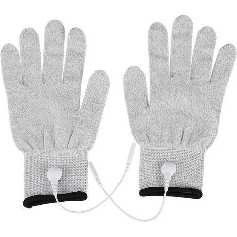 1 paire de gants de massage conducteurs pour électrodes de tensiothérapie, avec fils de connexion (taille S) (1/3)